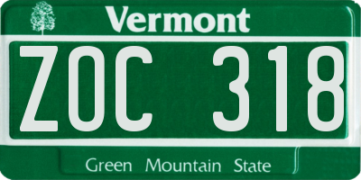VT license plate ZOC318