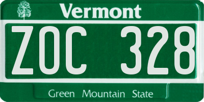 VT license plate ZOC328