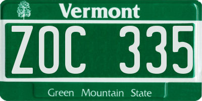 VT license plate ZOC335