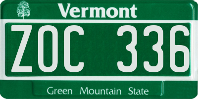 VT license plate ZOC336
