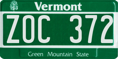 VT license plate ZOC372