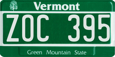 VT license plate ZOC395