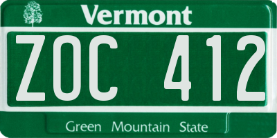 VT license plate ZOC412