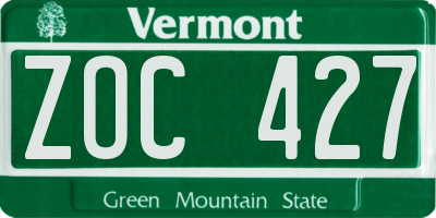 VT license plate ZOC427