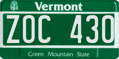 VT license plate ZOC430