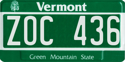 VT license plate ZOC436