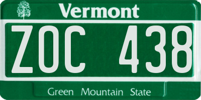VT license plate ZOC438