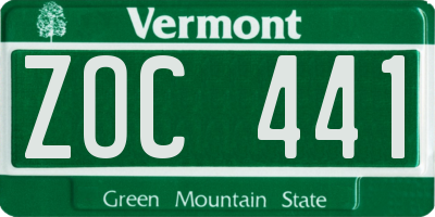 VT license plate ZOC441