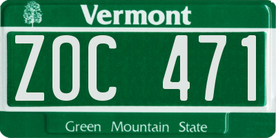 VT license plate ZOC471