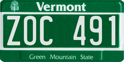 VT license plate ZOC491