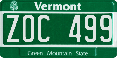 VT license plate ZOC499