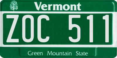 VT license plate ZOC511