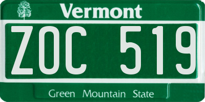 VT license plate ZOC519