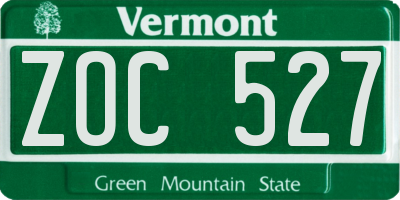VT license plate ZOC527