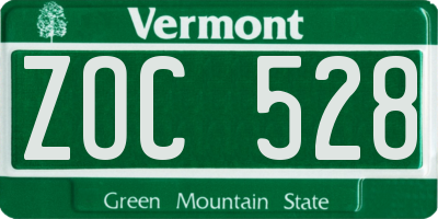 VT license plate ZOC528