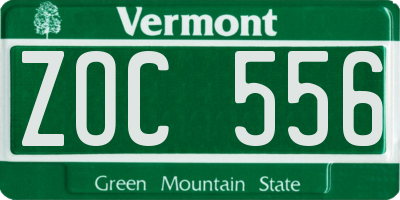 VT license plate ZOC556