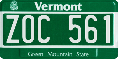 VT license plate ZOC561