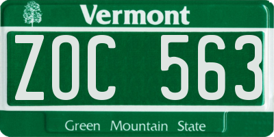 VT license plate ZOC563