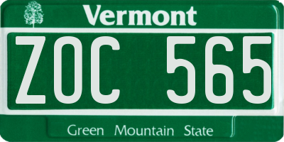 VT license plate ZOC565
