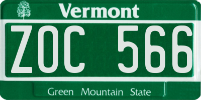 VT license plate ZOC566