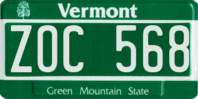 VT license plate ZOC568