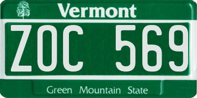 VT license plate ZOC569