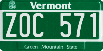 VT license plate ZOC571