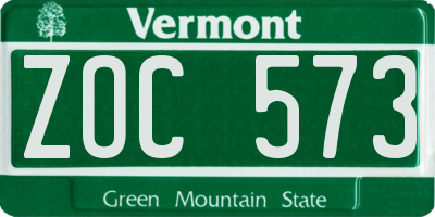 VT license plate ZOC573