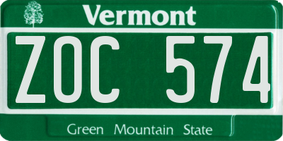 VT license plate ZOC574