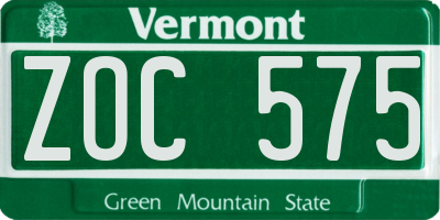 VT license plate ZOC575
