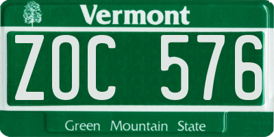 VT license plate ZOC576