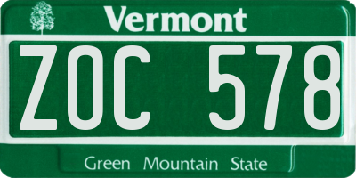 VT license plate ZOC578