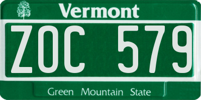 VT license plate ZOC579