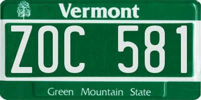 VT license plate ZOC581