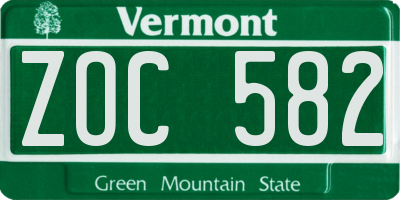 VT license plate ZOC582