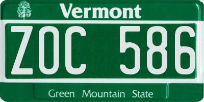 VT license plate ZOC586