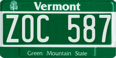 VT license plate ZOC587