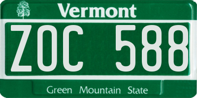 VT license plate ZOC588