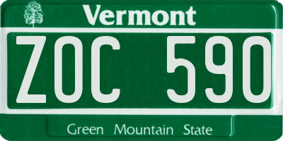 VT license plate ZOC590