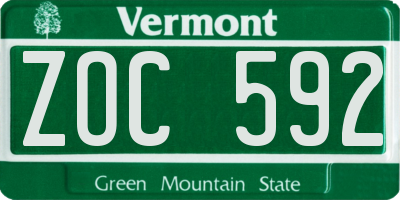 VT license plate ZOC592