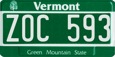VT license plate ZOC593