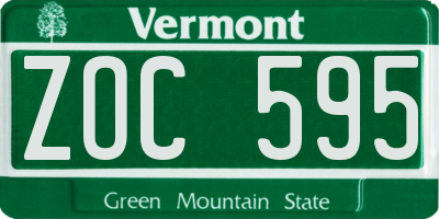 VT license plate ZOC595