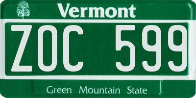 VT license plate ZOC599