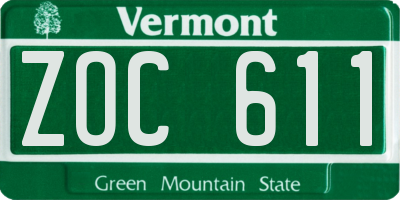 VT license plate ZOC611