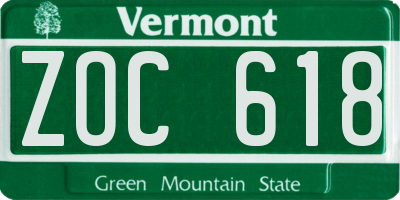 VT license plate ZOC618