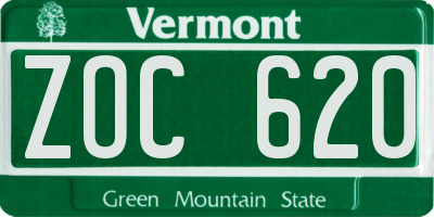VT license plate ZOC620