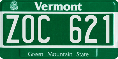 VT license plate ZOC621
