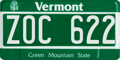 VT license plate ZOC622