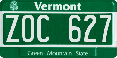 VT license plate ZOC627