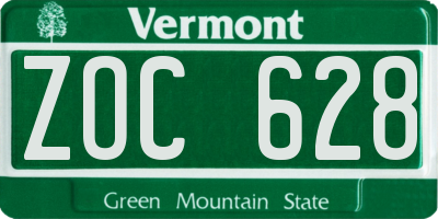 VT license plate ZOC628